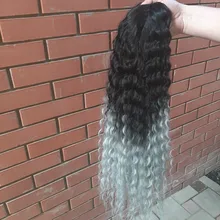 La naturaleza pelo Afro Pelo Rizado mechones extensiones con cierre Ombre oro 30 pulgadas suave súper largo pelo sintético del pelo de la onda