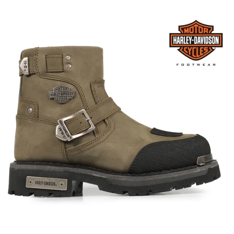 Zapatos Originales De Harley Davidson Para Hombre Y Mujer, Botas De Moto Khaki Kingmont De Cuero Genuino, Botas Casuales Impermeables De Marca De Invierno