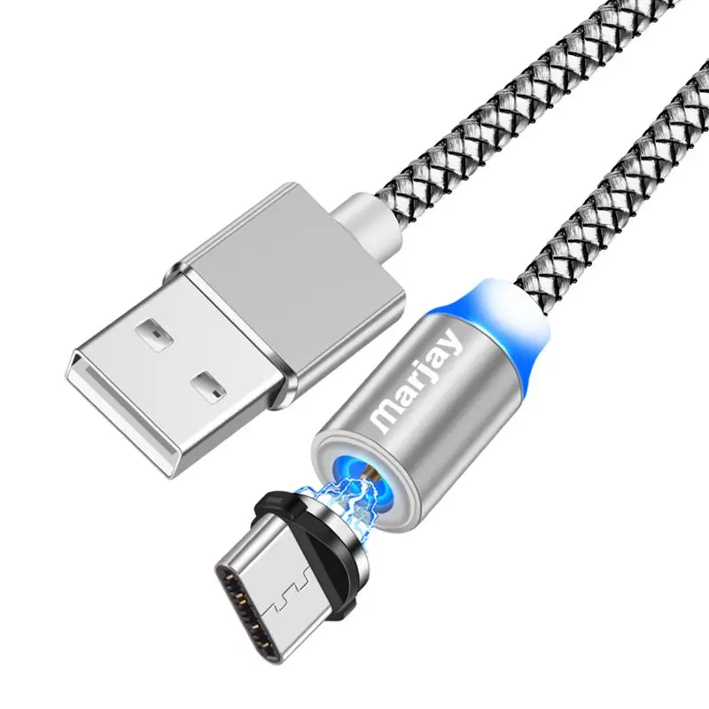 Marjay Магнитный usb type-C кабель для быстрой зарядки USBC type-C кабель для Xiaomi Mi 9 8 samsung S10 S9 S8 Oneplus 6t 6 USB-C зарядное устройство - Цвет: Silver Type C Cable
