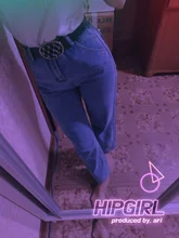 Women Jeans Cargo-Pants Wide-Leg Gray Loose Blue Girl Baggy High-Waist Straight Casual