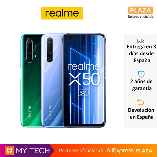 realme X50 5G, Smartphone 6GB+128GB, Snapdragon 765G, 6.57”, 120Hz, FHD+ 30W, Versión España, Plaza, original, nuevo