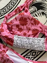 Miyouj-Bikini Floral con volantes y realce para mujer, traje de baño Sexy con cordones, Bañador estampado, conjunto de Bikini brasileño 2020