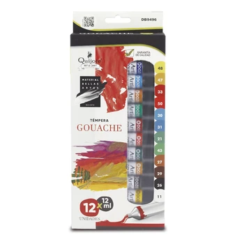 

Quixote Paper World painting Gouache, 12 pc x 12 ml for painting or decorate Paper, boards, carton, etc 12 Colores