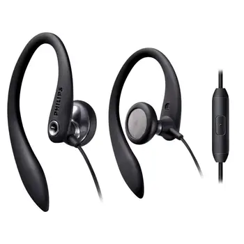 

Sport earphones from BUTTON with hook PHILIPS SHS3305-Microphone and M L-100 dB--BLACK