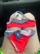 Bañador estampado para niñas de 2 a 16 años, conjunto de bikini para niños, con volantes, para la playa