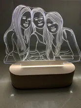 Night-Light Wooden-Base Text-Photo Christmas-Gift Customized Wedding DIY Holiday 