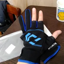 Guantes de pesca antideslizantes para hombre y mujer, protección para pesca al aire libre, SBR, 3 dedos, medio dedo, 1 par