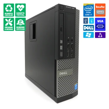 

PC sobremesa Dell OptiPlex 7020 SFF i7-4770 8GB SSD 480GB nuevo DVD/RW WiFi Windows 10 Pro orig Teclado + Ratón. Reacondicionado