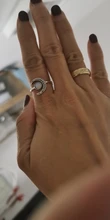Anillo de compromiso de oro blanco con forma de Luna para mujer y hombre, anillos que se abren ajustables, joyería de lujo