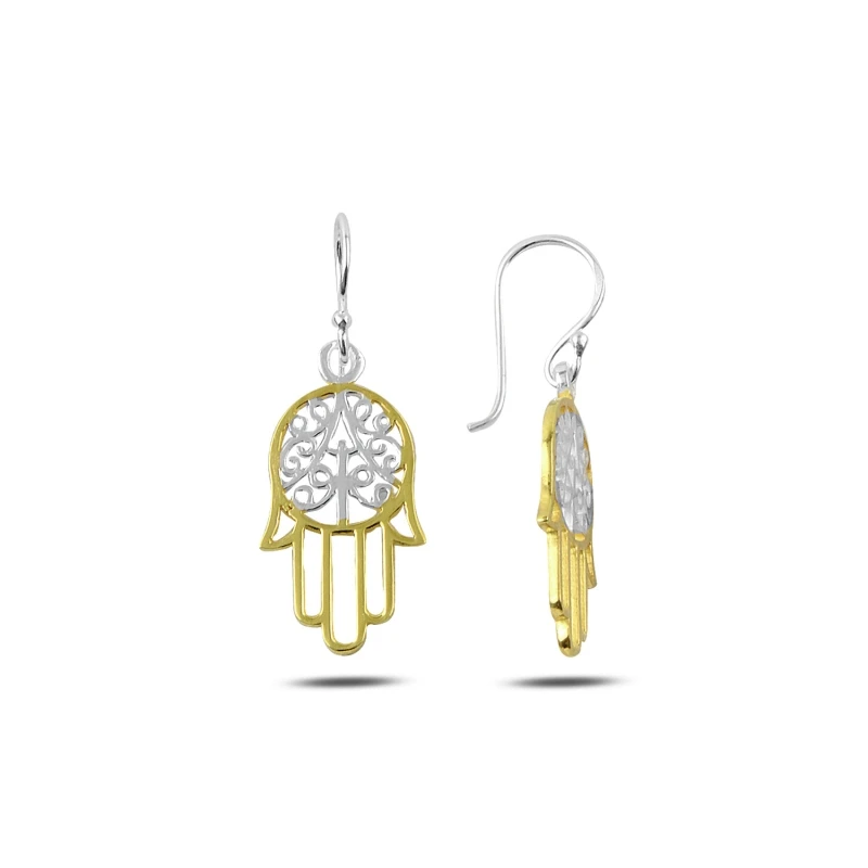 

Armagano Gold Plated Dangle Fatma Master Hand Earring