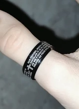 Letdiffery de acero inoxidable de Color negro cruz de jesús carta anillo de rezo de biblia anillos de dedo para los hombres 8mm joyas de amuleto