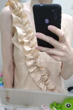 Blusa informal sin mangas con tirantes finos para verano, camisa Sexy con escote en V y volantes para mujer, Espalda descubierta, para oficina