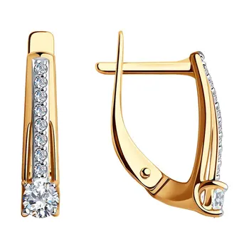 

Sokolov drop earrings with stones in gold with Swarovski Crystals cubic zirconia, fashion jewelry, 585, women's male, long earrings
