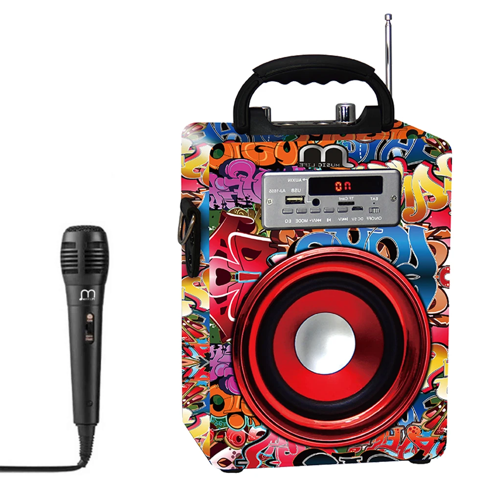 Portable Bluetooth Speaker Portable Karaoke Speaker with Microphone FM Radio TF Card 3 Color Cheap