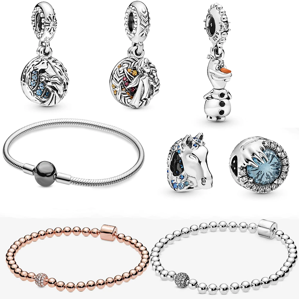 

2019Autumn New Rose Gold And Silver Pave Bead Bracelet Ice Romance Series Pendant String Ornaments Original Ladies Jewelry Gift