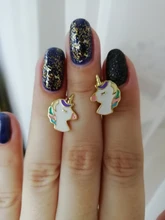Pendientes de plata de ley 925 con forma de unicornio para mujer y niña, joyería para fiesta y boda eh872