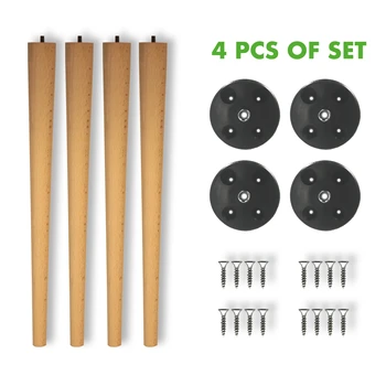 

4 x Tapered Wooden Coffee Table Leg & Mounting kit