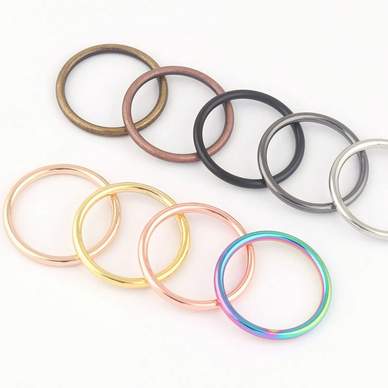 

30mm Rainbow Metal O Rings Loops Round Formed Strap Ring,Handbag Purse Bag Clasp Webbing Backpack Making Hardware Supplies 6PCS