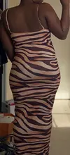 Slim Bodycon Dresses Cami Spaghetti-Strap Skin-Print Party Zebra Multicolor Summer Sexy