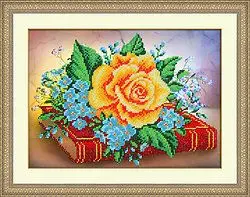 

B1251 set for embroidery with beads 'паутинка' 'rose and forget-me-no', 28*20 cm