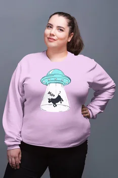 

Angemiel Wear Cow Attracting Ufo Pink Women Sweatshirts