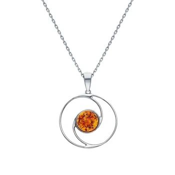 

Silver Pendant with amber sunlight sample 925