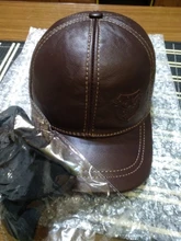 Baseball-Caps Black/brown Genuine-Leather Eagle-Print Street Winter Casual for Man Gf