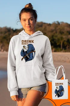 

Angemiel Wear More Drink Grim Reaper White Women 'S Hooded Sweatshirt Bags Kombin