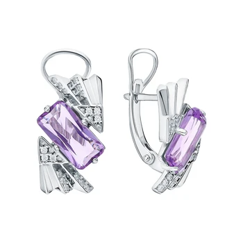 

Silver earrings with amethyst and cubic zirconia sunlight sample 925
