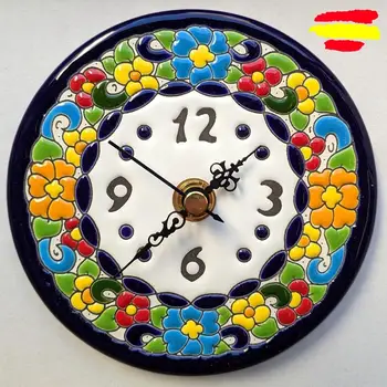 

11 cm/4,3 inch diameter ceramic watch-handmade enamelled-made in Spain-wall or soporte-ARTECER