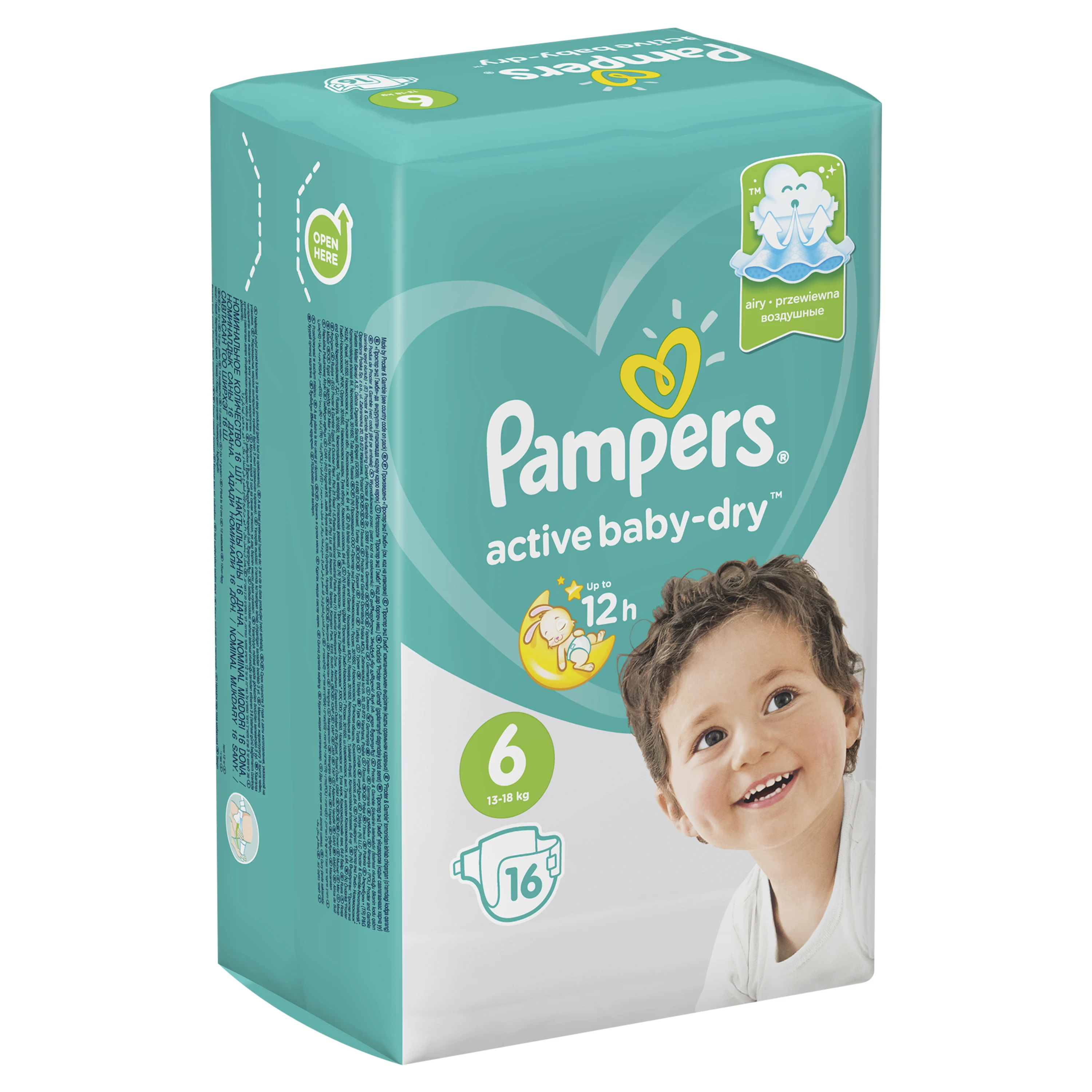 Подгузники Pampers Active Baby-Dry 13–18 кг, размер 6, 16шт