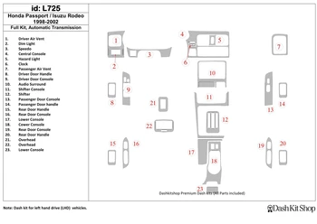 

Interior lining for Honda Passport 1998-2002. Set L725.