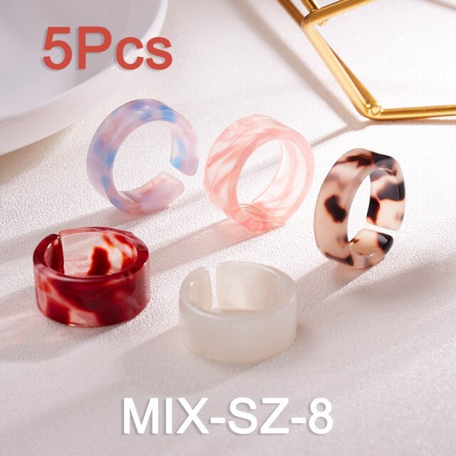 Transparent Acrylic Resin Rings for Women Korean Style Summer Sweet Cute Geometric Round Open Ring Wedding Jewelry Gift