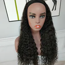 Younsolo-pelucas de cabello humano brasileño Remy para mujeres negras, diadema con ondas, sin pegamento, peluca y bufanda, 8-28 pulgadas