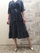 Autumn Winter Dot Bandage Dress Women Casual Ruffles V Neck High Waist Slim Print Long