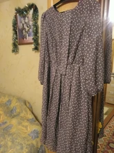 Women Summer Spring-Dress Vestidos A-Line Long-Sleeve Dot Print Midi Chiffon S.FLAVOR