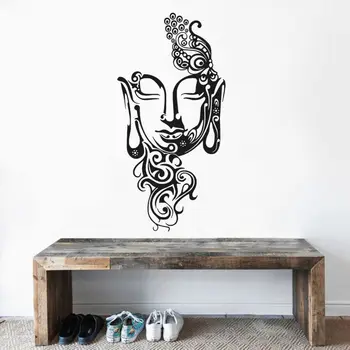 

Hot Indian Buddha Head Wall Decal Sticker Buddhism Zen Yoga Mural Home Room Decoration A001963
