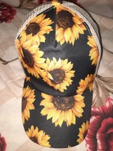 Gorra de béisbol de malla con diseño de girasol a rayas multicolor con cola de caballo y hueco entrecruzado sombrero de papá