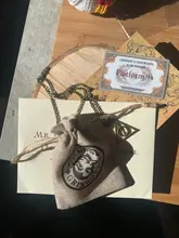 Mapa de la escuela mágica de Harry Potter, carta Express de aprobación, reliquias de la muerte, collar, Banco de monedas y bolsa