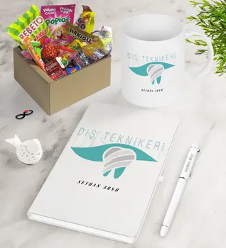 

Personalized Dental Technician Nostalgic Lezzetler Notebook Pen Mug Gift Set