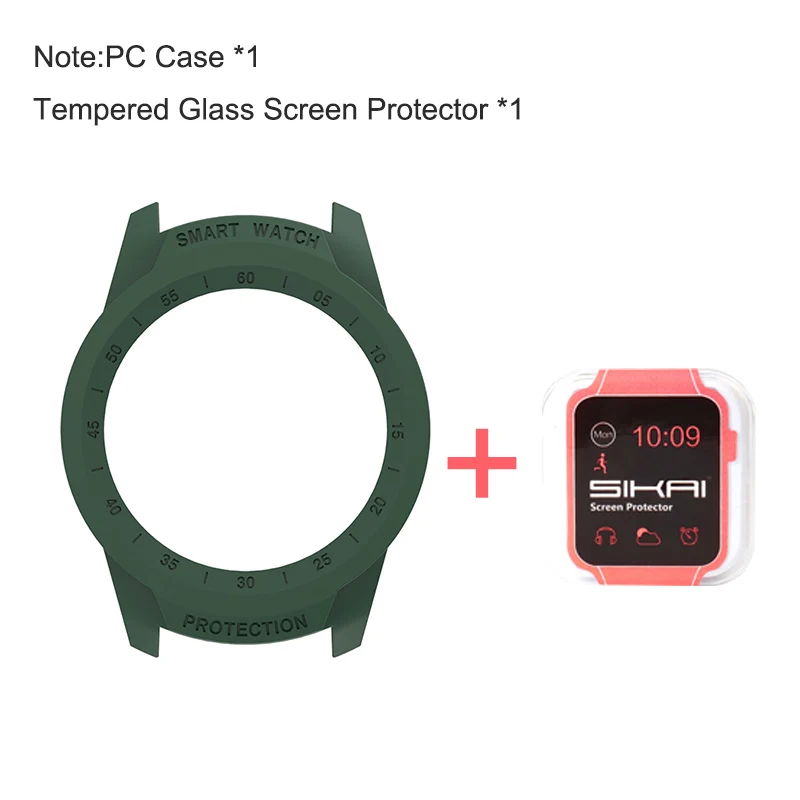SIKAI PC чехол-накладка для Ticwatch pro Dial, защитный чехол для механизма и защита экрана из закаленного стекла для ticwatch pro Watch - Цвет: Army green