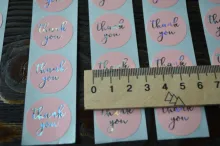 Pegatinas de agradecimiento láser para paquete de regalo, etiquetas de sellado rosa y negro, adhesivo redondo de papelería, 500 Uds.