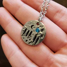 Collar de plata de Color plateado con dije en forma de montaña, colgante de cadena con dije de luz de luna para mujer, collar llamativo, joyería de fiesta