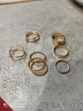 KISSWIFE-Juego de 8 anillos de color dorado para mujer, diseño redondo simple, hecho a mano, anillo geométrico, regalos de joyería para mujer