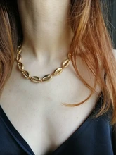 Tocona-collar con colgante de concha de verano para mujeres, cadena de oro para mujeres, Gargantilla ajustable, accesorios de playa, B07303