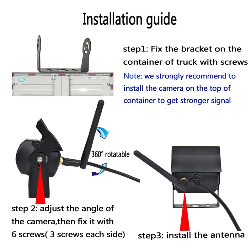 HD Truck Reversing Camera Wireless Rear View Camera WiFi Rreversing Camera 170° Wide Angle Night Vision Bus Truck Cam Waterproof dashboard camera for car