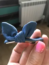 Nueva moda de niñas Denim Orejas de conejo broche bebé niñas encantadora BB Clip estilo universitario horquillas pelo Clips laterales