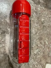 Botella de agua con Pillbox de 600Ml, recipiente para bebida de plástico con caja de pastillas de medicina, organizador de 7 días de viaje para bebida