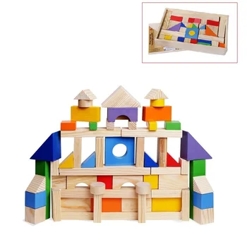 

Wooden Blocks PAREMO Wooden, 85 parts, painted, wooden box toys for children for kids game constructor blocks for boys and girls