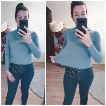 Jerséis de mujer de cuello alto 2020 Otoño e Invierno suéter de punto de jersey de manga larga Mujer suéteres Tops de Jersey para mujer